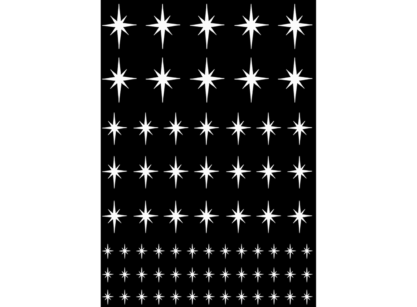 Stars Twinkling 70 pcs 1/4 to 3/4 Inch White Fused Glass Decals