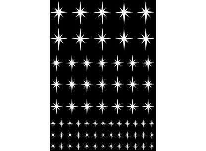 Stars Twinkling 70 pcs 1/4 to 3/4 Inch White Fused Glass Decals