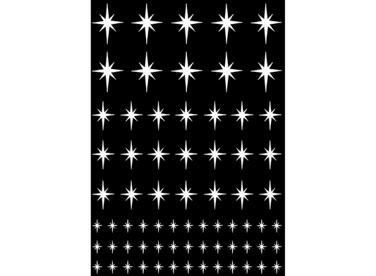 Stars Twinkling 70 pcs 1/4 to 3/4 Inch White Fused Glass Decals