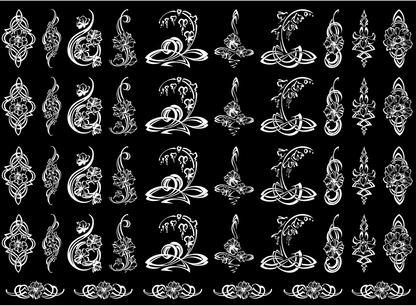 Flower Art 46 pcs White Fused Glass Decals
