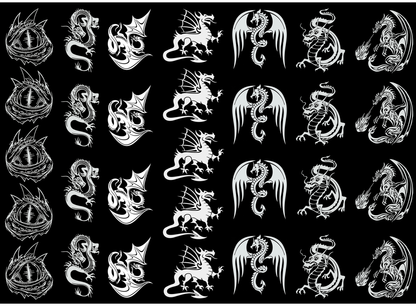 Dragon Drama 30 pcs 1 Inch White Fused Glass Decals