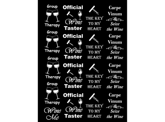 Wine Group Therapy 17 pcs 1 Inch White Fused Glass Decals