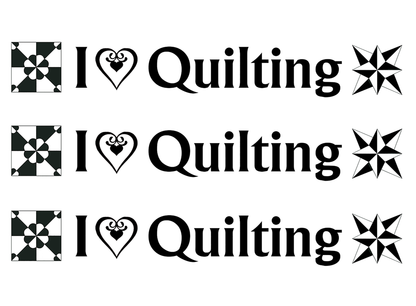 Barrette I Love Quilting 6 pcs Black Fused Glass Decals