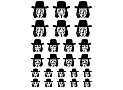 Guy Fawkes 24 pcs 0.5 to 1 Inch Black Fused Glass Decals