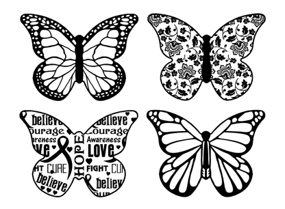 Butterfly Collection 8 pcs 1.75 Inch Black Fused Glass Decals
