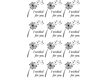 I Wished for You Dandelion 12 pcs 1.15 Inch Black Fused Glass Decals