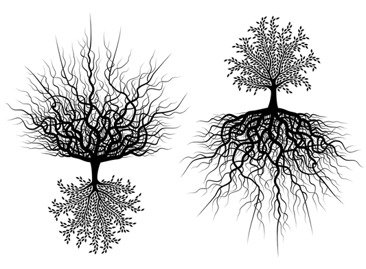 Rooted Tree of Life 4 pcs 3.5 Inch Black Fused Glass Decals