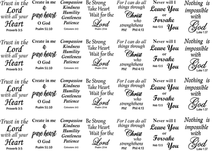 Bible Verse Proverb Psalm 28 pcs 1 Inch Black Fused Glass Decals