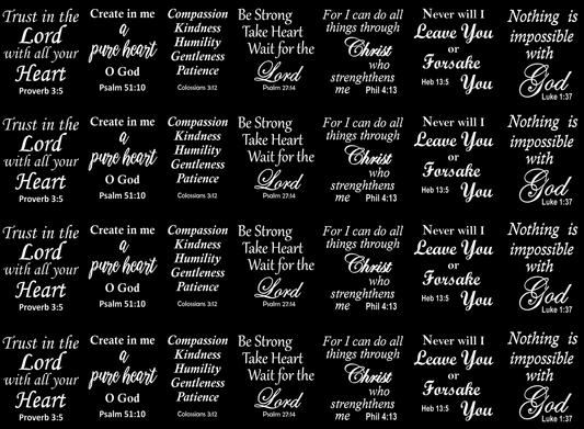 Bible Verse Proverb Psalm 28 pcs 1" White Fused Glass Decals