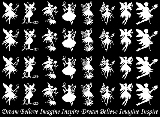 Flower Fairy Fairies 40 pcs White Fused Glass Decals