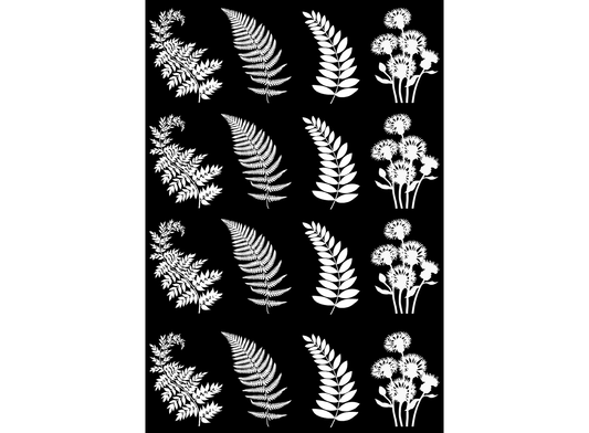 Fern Fronds 16 pcs White Fused Glass Decals
