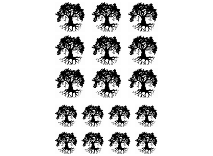 Oak Tree of Life 17 pcs 1 Inch Black Fused Glass Decals
