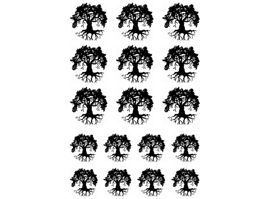 Oak Tree of Life 17 pcs 1 Inch Black Fused Glass Decals