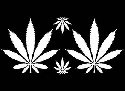 Marijuana Leaf 3 Inch White Fused Glass Decals