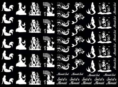Mermaid Soul 60 pcs White Fused Glass Decals