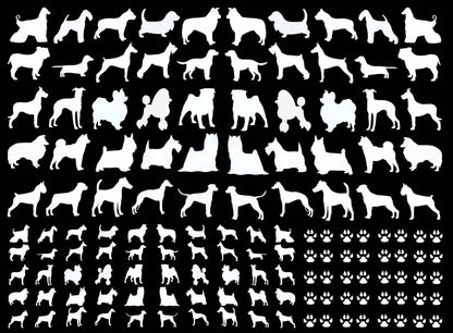 Mini Dog & Paws 140 pcs White Fused Glass Decals