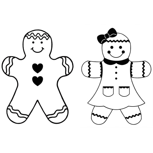 Gingerbread Boys and Girls 2 pcs 3 Inch Tall Black Fused Glass Decals