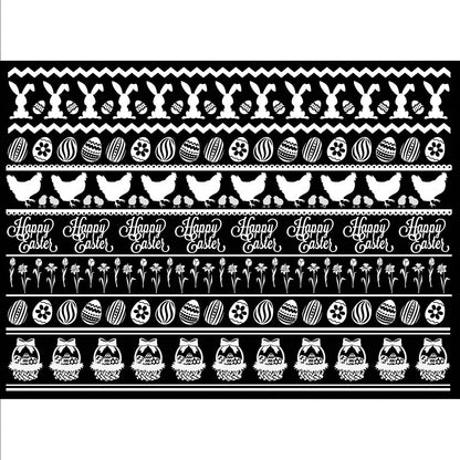 Easter Stripes Basket Rabbit 5 x 7 Inch White Fused Glass Decal