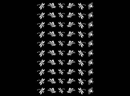 Bee Butterfly Dragonfly 60 pcs 0.35 to 0.5 Inch White Fused Glass Decals