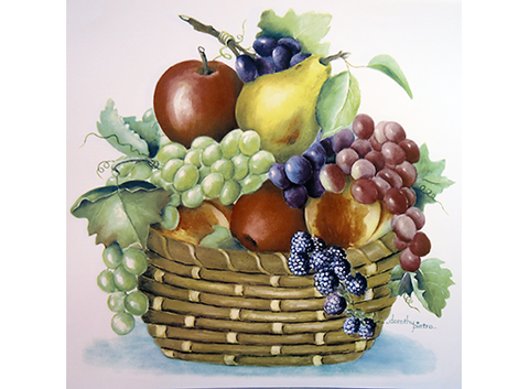 Basket of Fruit Grapes Apples Pears Ceramic Decals 11710