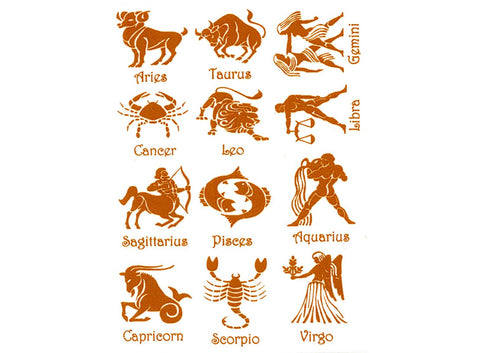 Astrology Zodiac Signs 12 pcs 3/4" Gold Fused Glass Decals