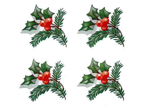 Christmas Pine Holly Berry Ceramic Decals 5656