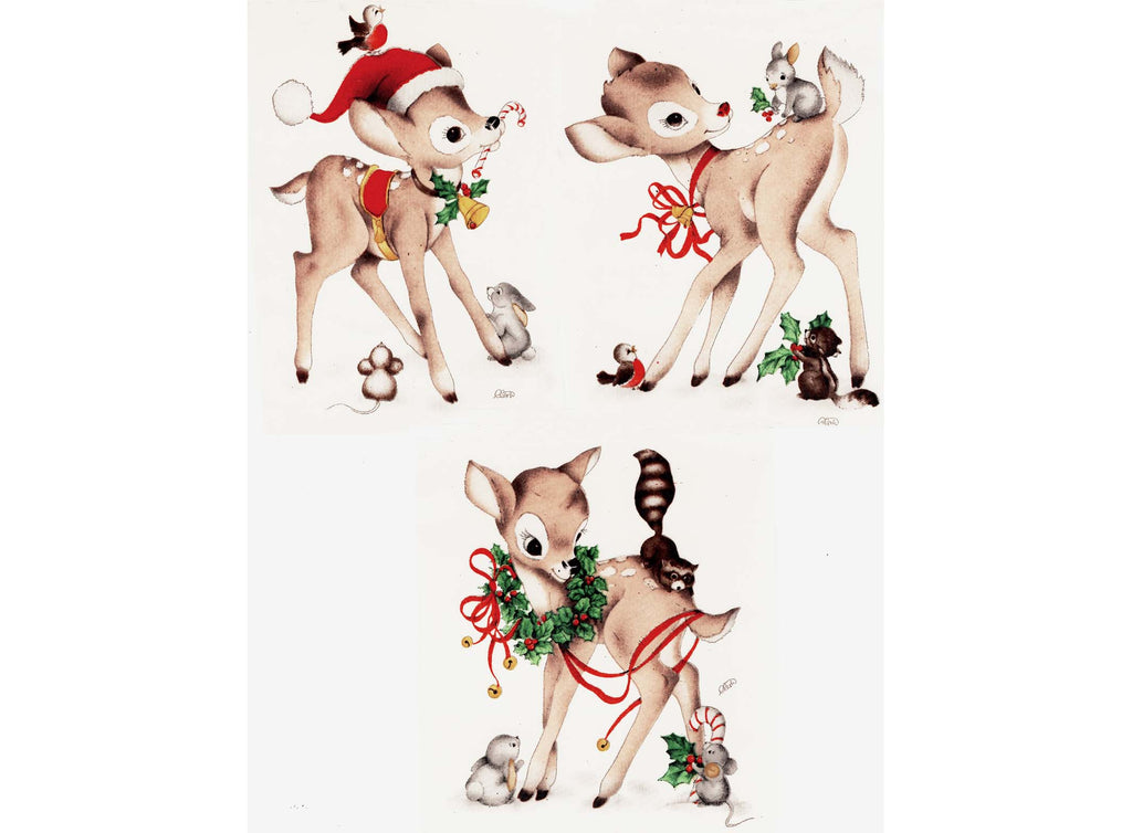 Christmas Woodland Reindeer Ceramic Decals 1254