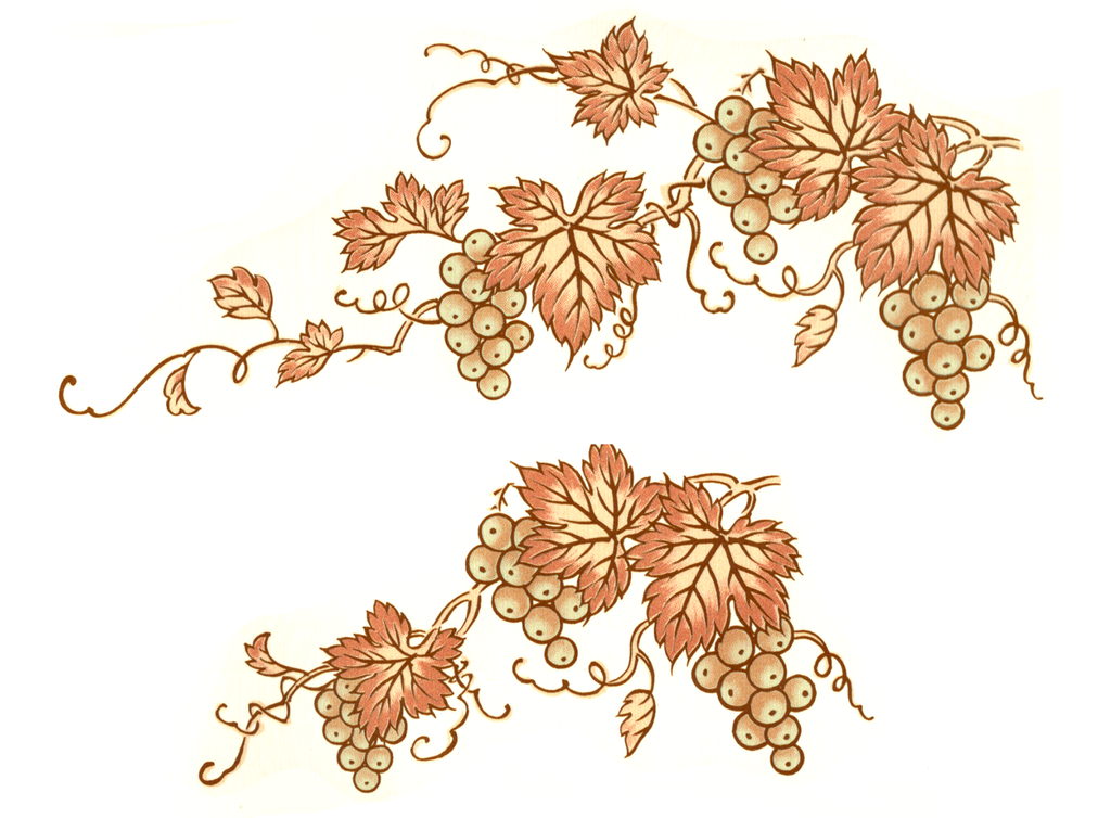 Gold Grape Cluster Leaves 5" and 7 1/4" Ceramic Decals 292