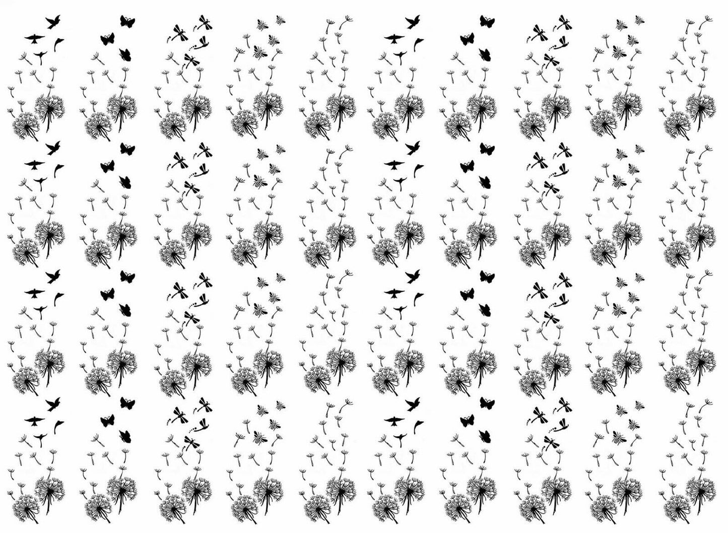 Dandelion Garden 40 pcs 1.15 Inch Black Fused Glass Decals