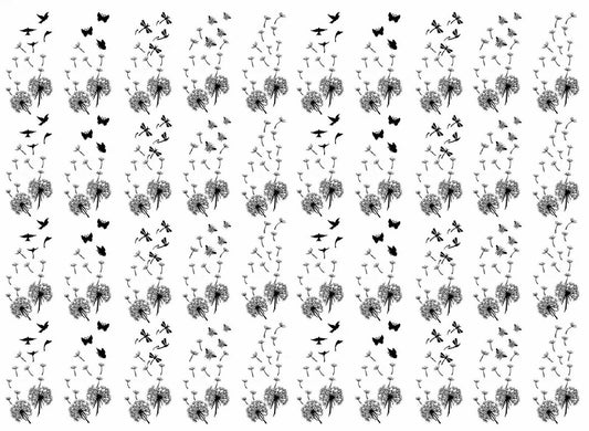 Dandelion Garden 40 pcs 1.15 Inch Black Fused Glass Decals